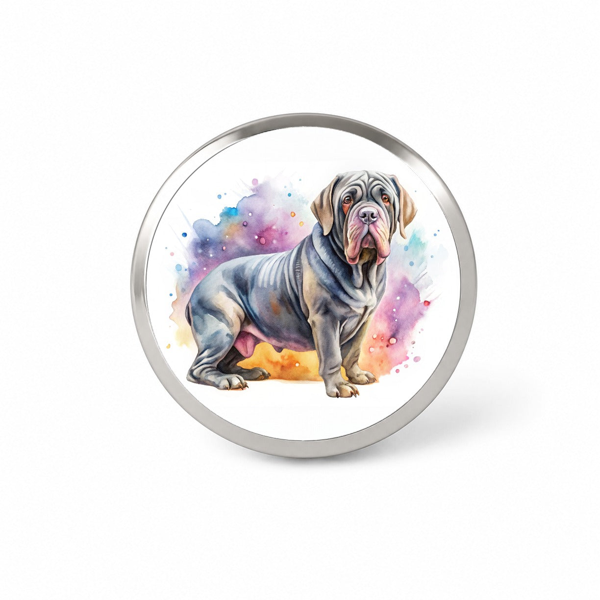 Neapolitan Mastiff Dog Watercolor Style Novelty Hat Backpack Lapel Pin