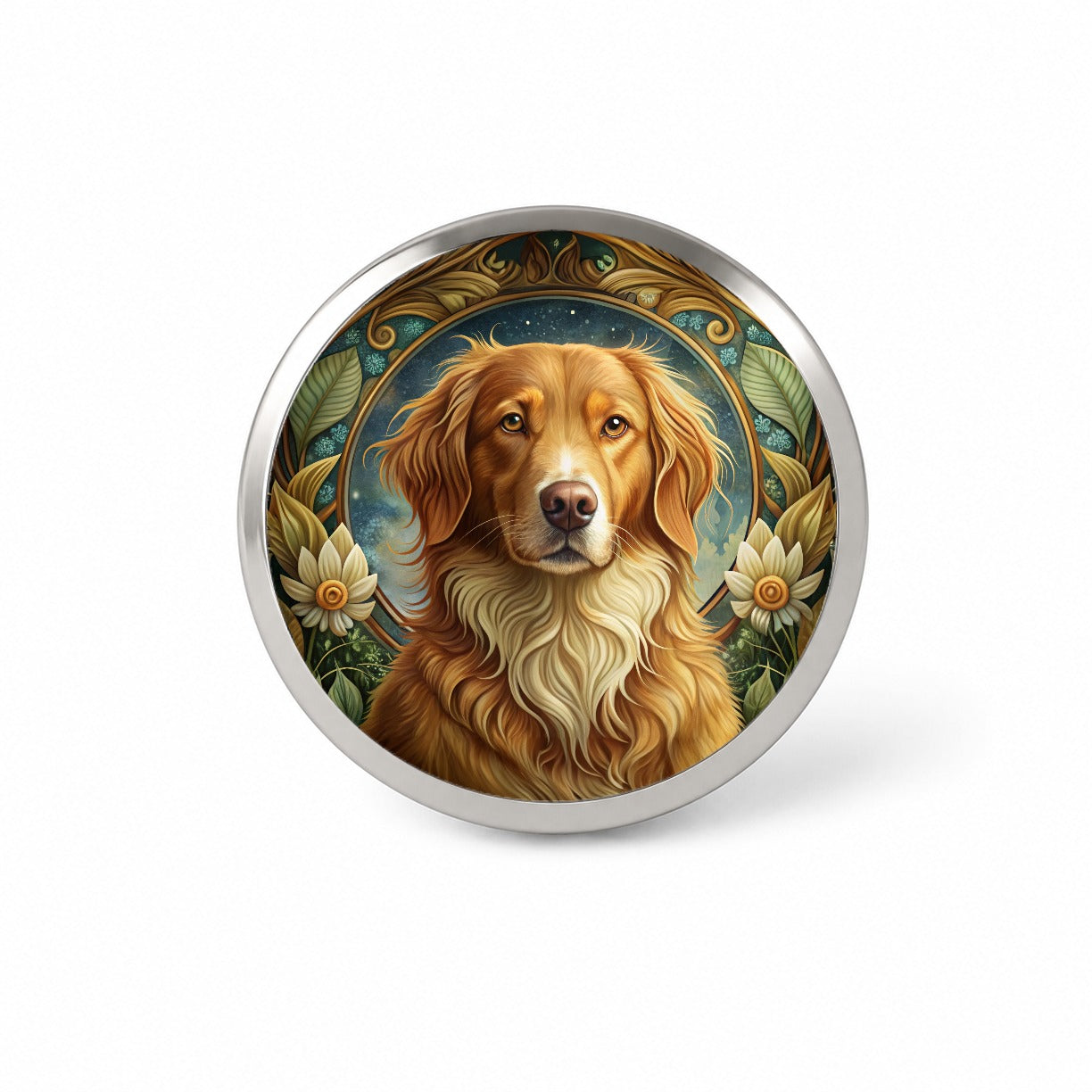 Nova Scotia Duck Tolling Retriever Dog Art Nouveau Novelty Hat Backpack Lapel Pin