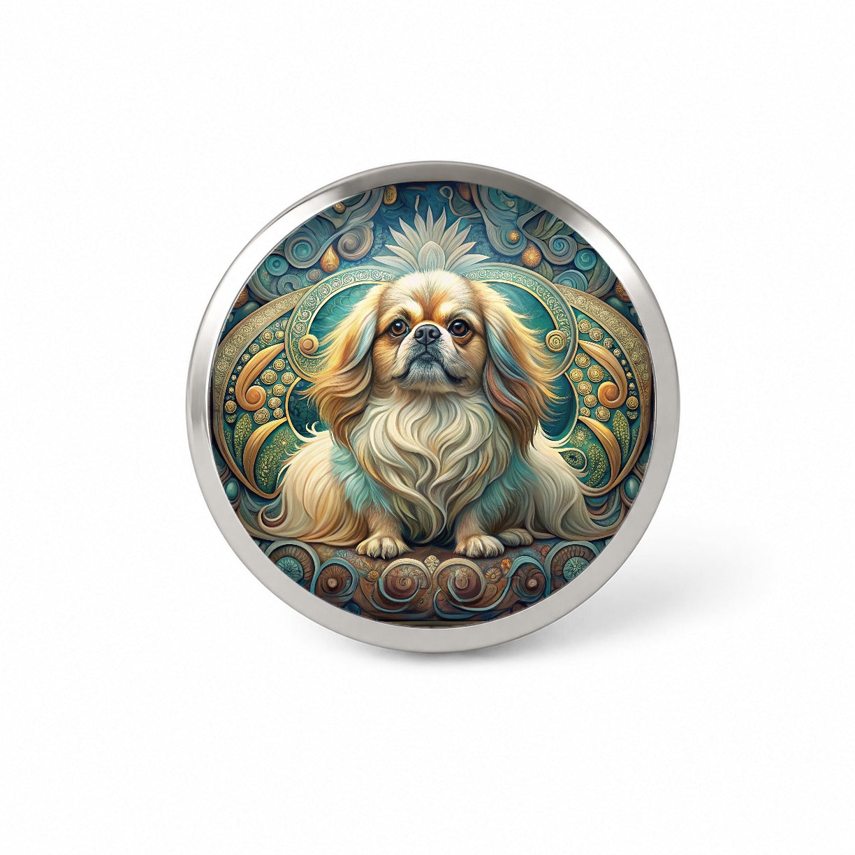Pekingese Dog Art Nouveau Novelty Hat Backpack Lapel Pin