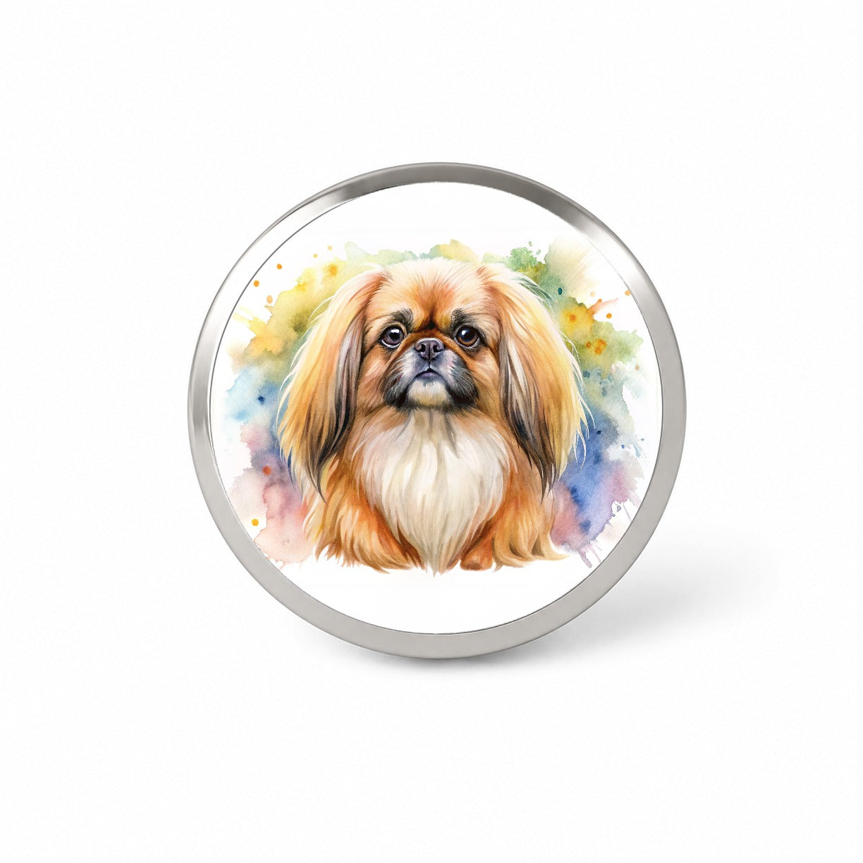 Pekingese Dog Watercolor Style Novelty Hat Backpack Lapel Pin