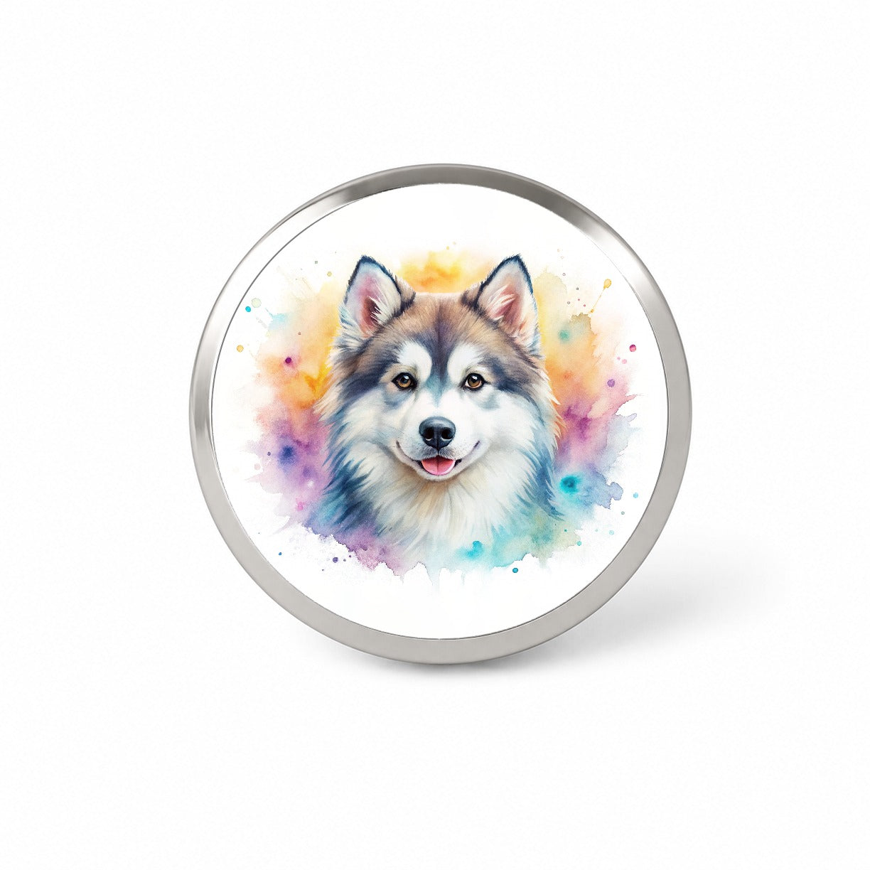 Pomsky Dog Watercolor Style Novelty Hat Backpack Lapel Pin