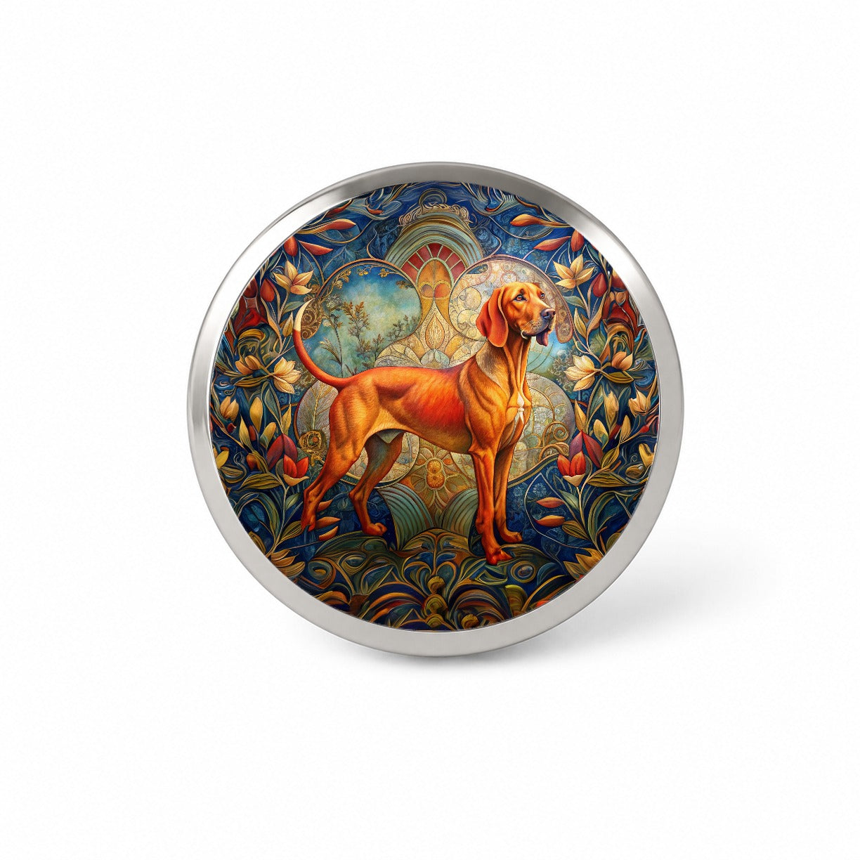 Redbone Coonhound Dog Art Nouveau Novelty Hat Backpack Lapel Pin