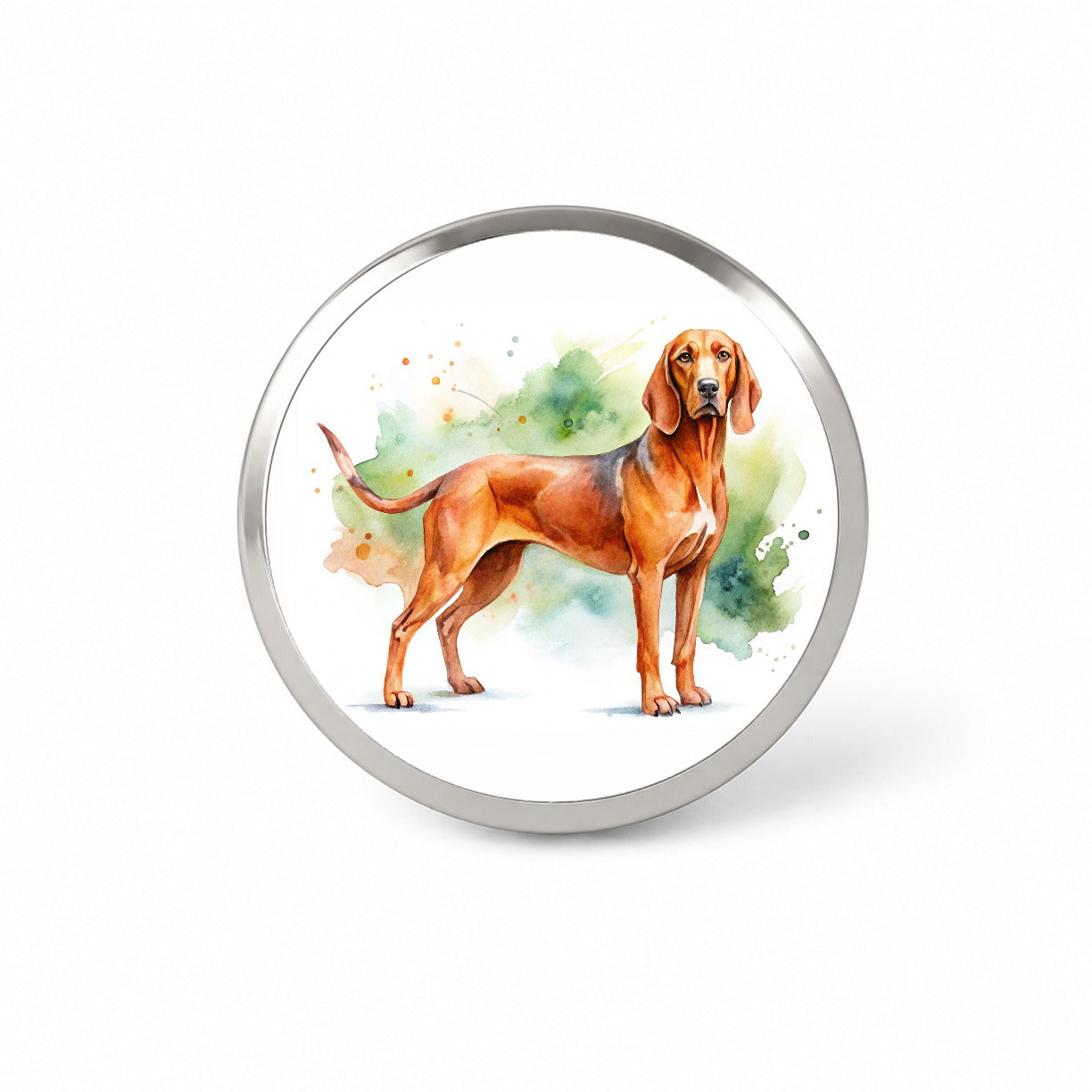 Redbone Coonhound Dog Watercolor Style Novelty Hat Backpack Lapel Pin