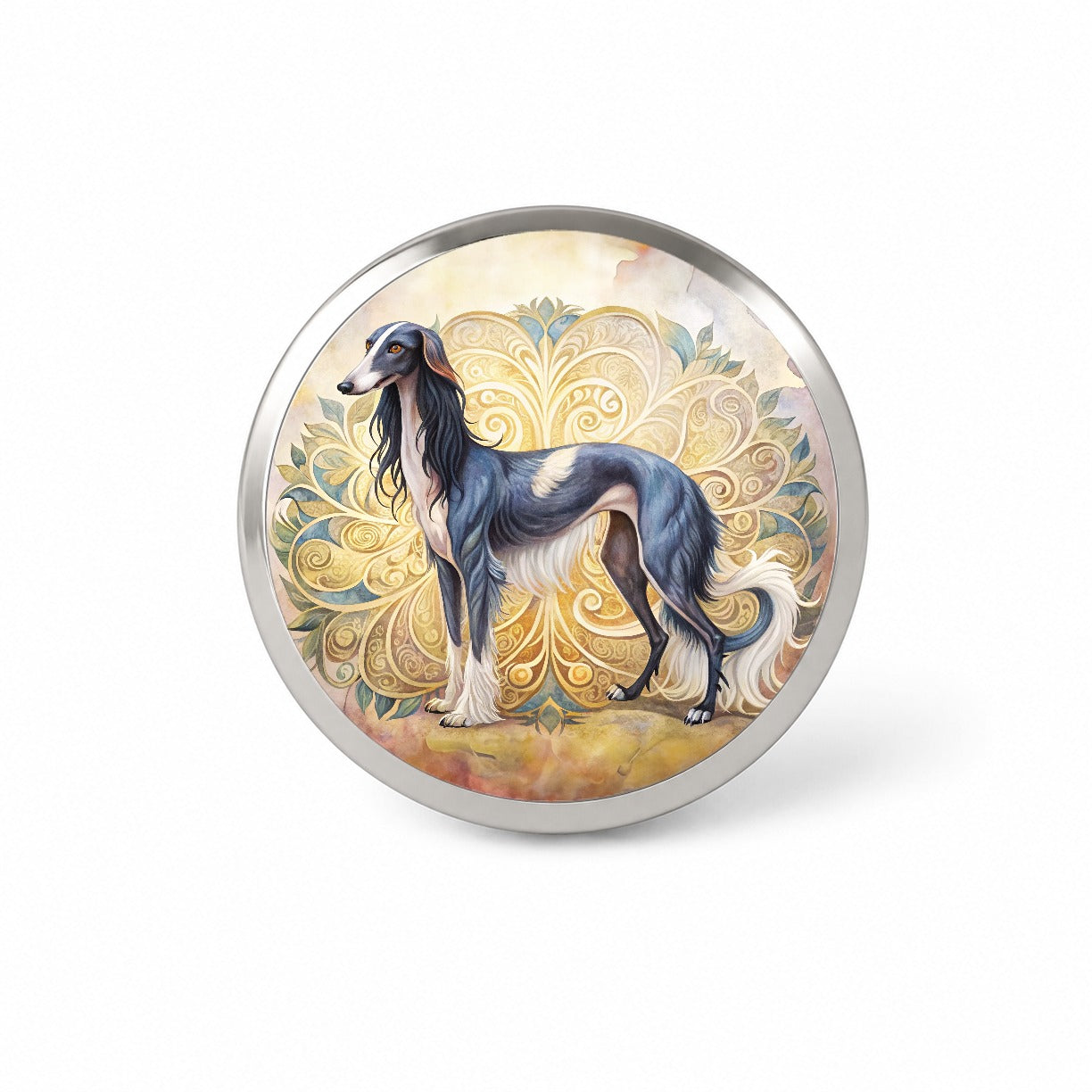 Saluki Dog Art Nouveau Novelty Hat Backpack Lapel Pin