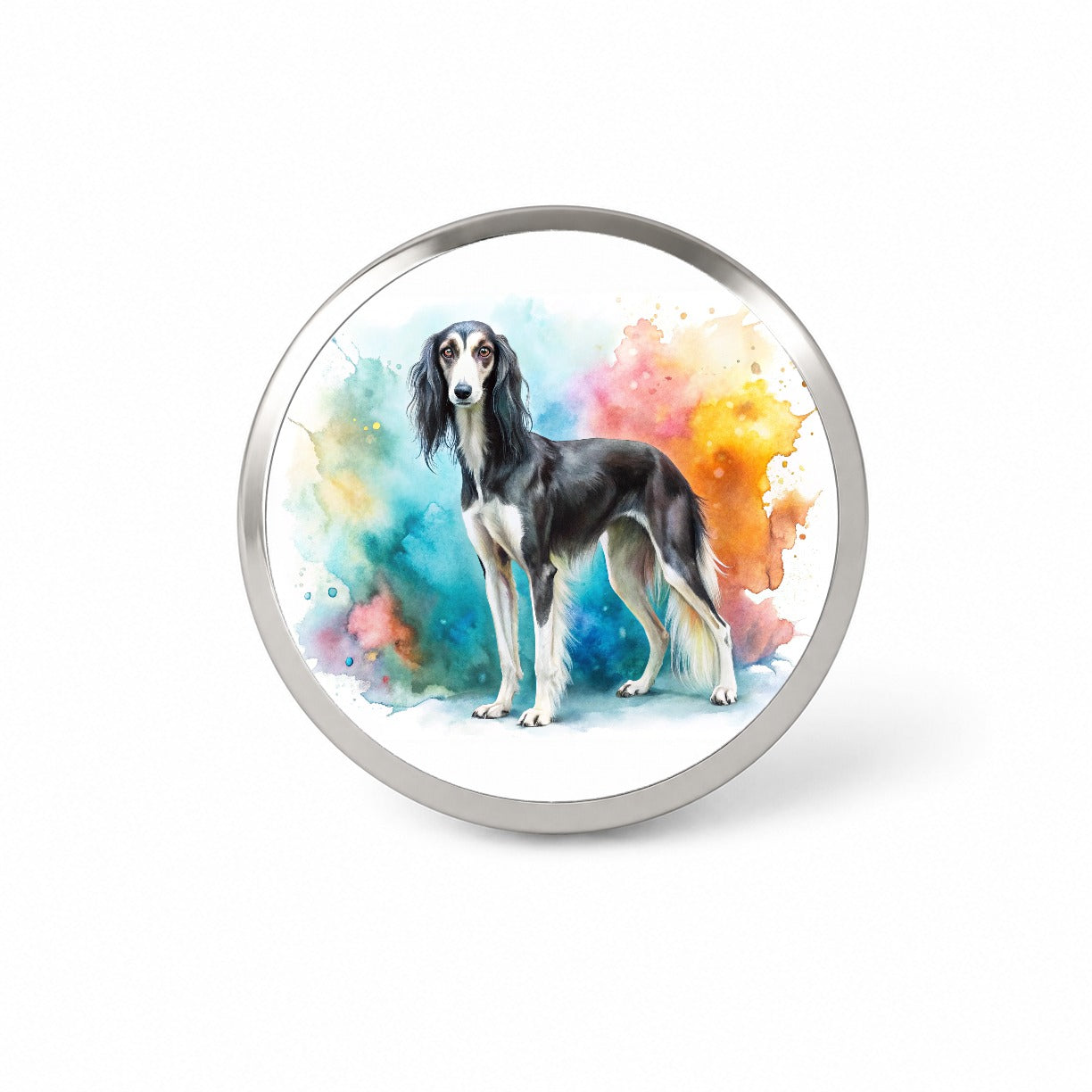 Saluki Dog Watercolor Style Novelty Hat Backpack Lapel Pin