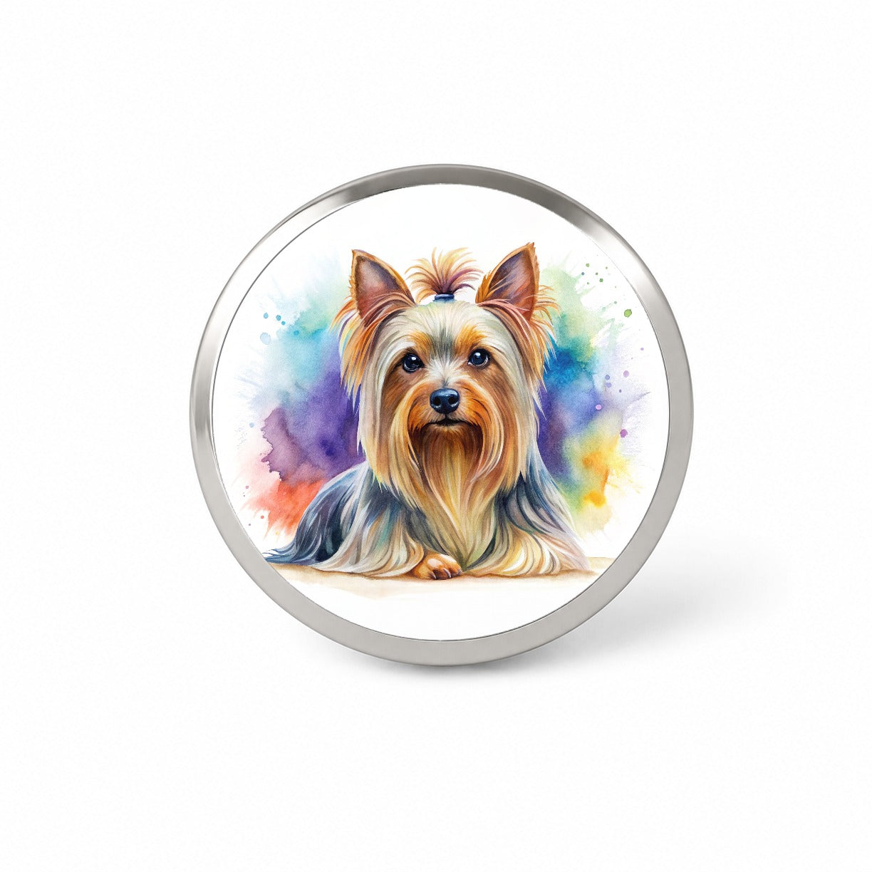 Silky Terrier Dog Watercolor Style Novelty Hat Backpack Lapel Pin