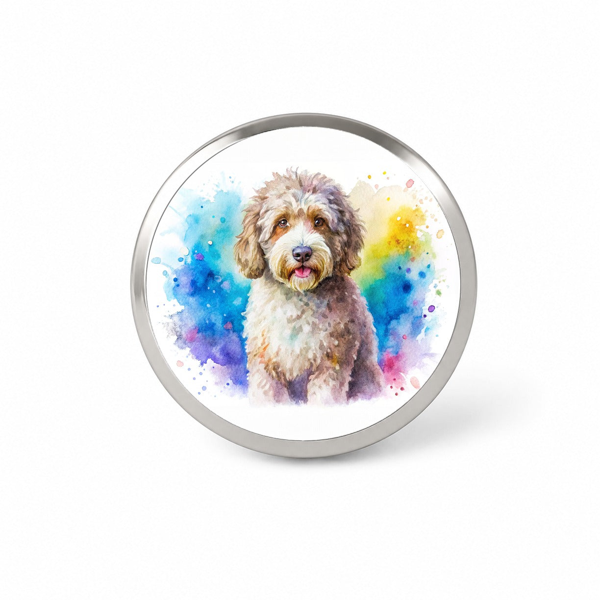 Spanish Water Dog Watercolor Style Novelty Hat Backpack Lapel Pin