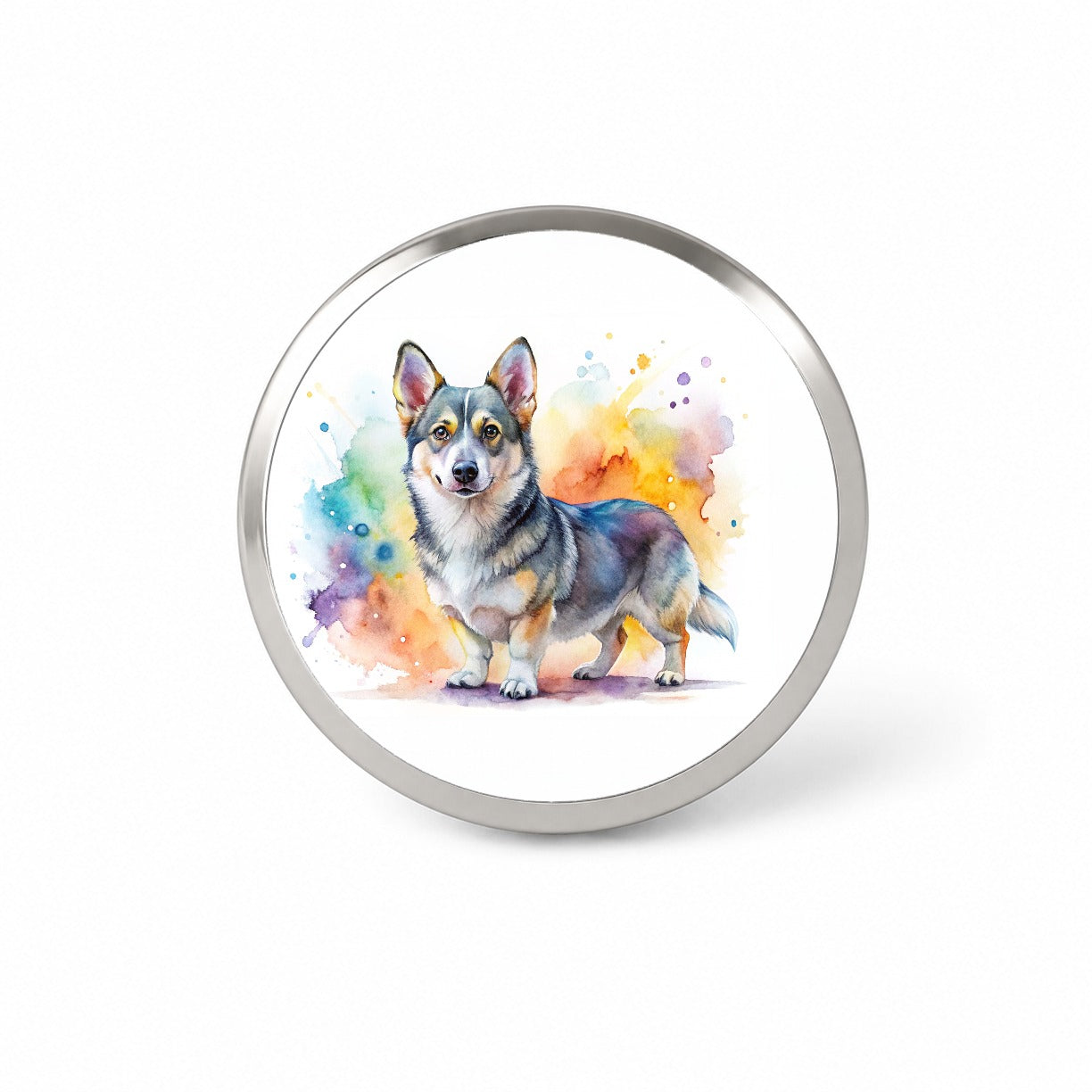 Swedish Vallhund Dog Watercolor Style Novelty Hat Backpack Lapel Pin