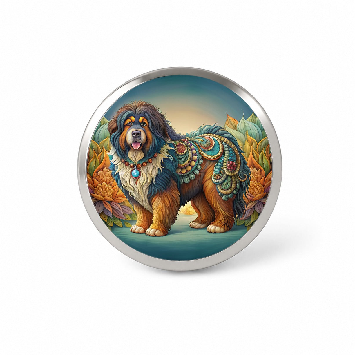 Tibetan Mastiff Dog Art Nouveau Novelty Hat Backpack Lapel Pin