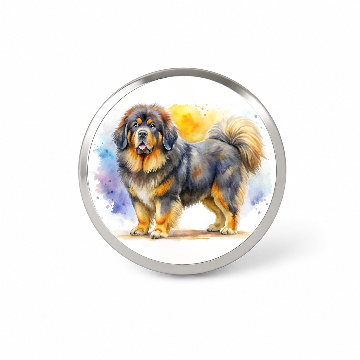 Tibetan Mastiff Dog Watercolor Style Novelty Hat Backpack Lapel Pin