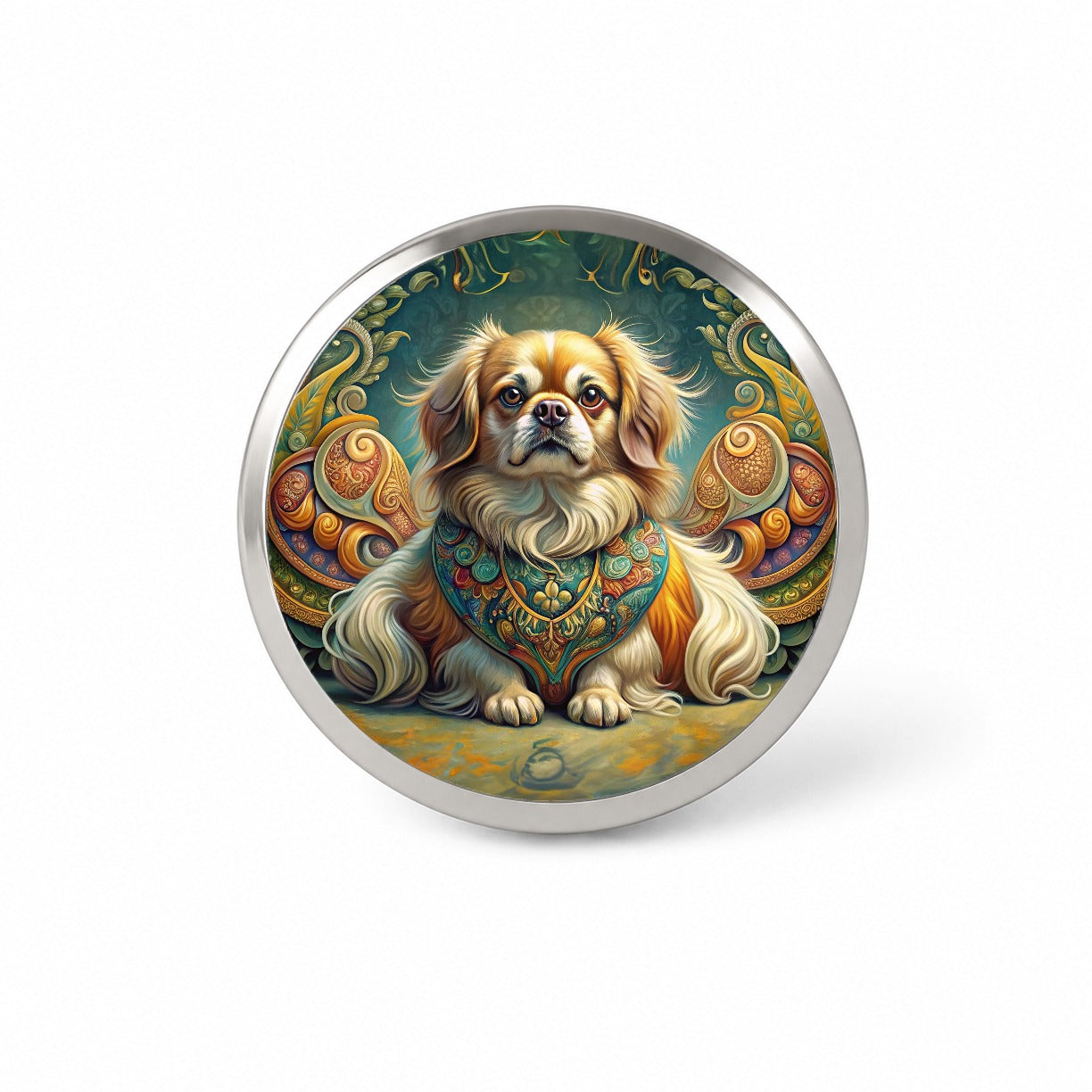 Tibetan Spaniel Dog Art Nouveau Novelty Hat Backpack Lapel Pin