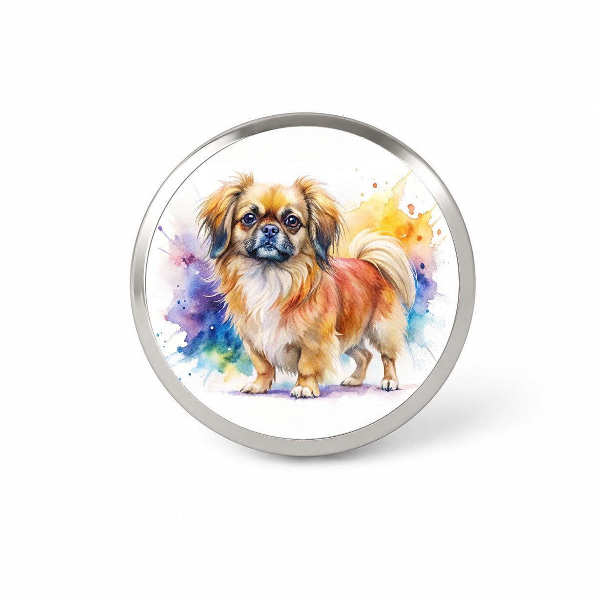 Tibetan Spaniel Dog Watercolor Style Novelty Hat Backpack Lapel Pin
