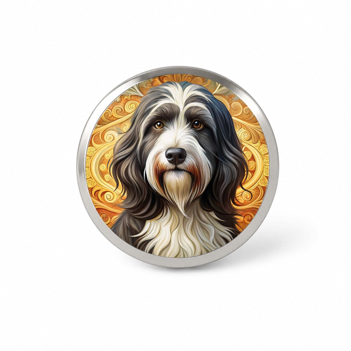 Tibetan Terrier Dog Art Nouveau Novelty Hat Backpack Lapel Pin