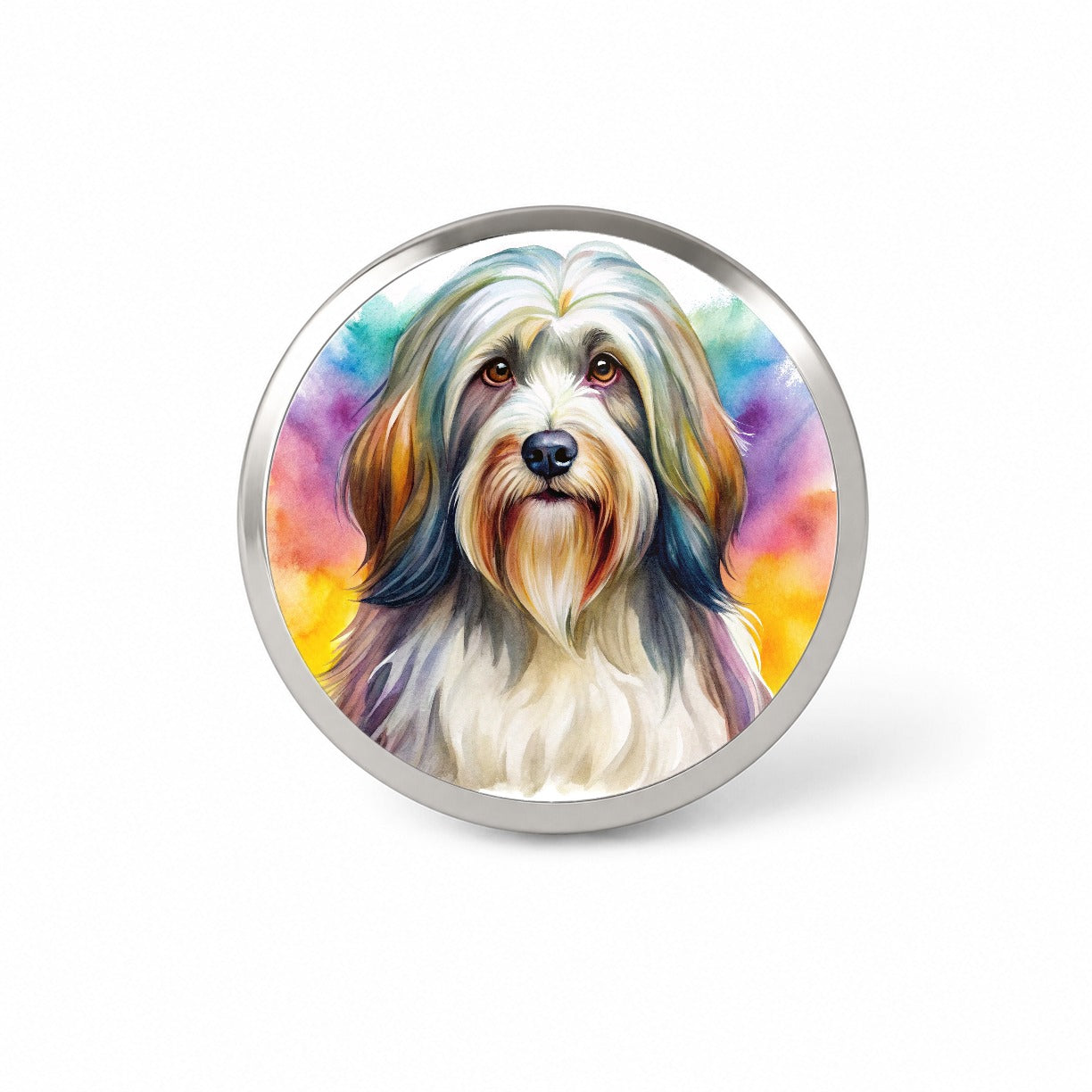 Tibetan Terrier Dog Watercolor Style Novelty Hat Backpack Lapel Pin