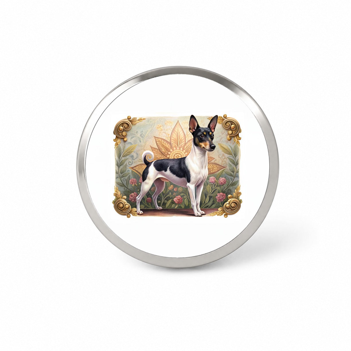 Toy Fox Terrier Dog Art Nouveau Novelty Hat Backpack Lapel Pin