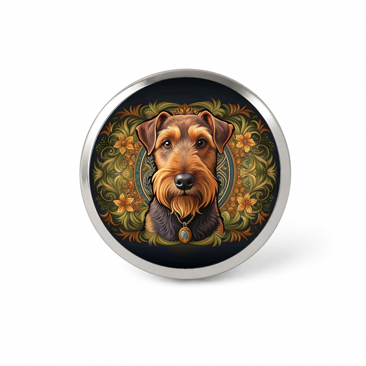 Welsh Terrier Dog Art Nouveau Novelty Hat Backpack Lapel Pin