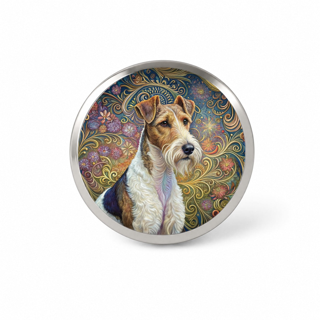 Wire Fox Terrier Dog Art Nouveau Novelty Hat Backpack Lapel Pin