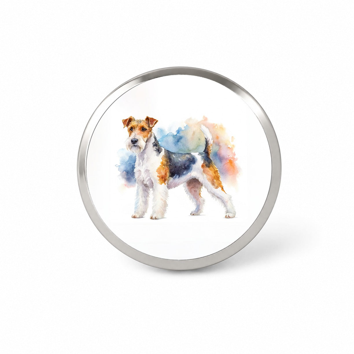 Wire Fox Terrier Dog Watercolor Style Novelty Hat Backpack Lapel Pin