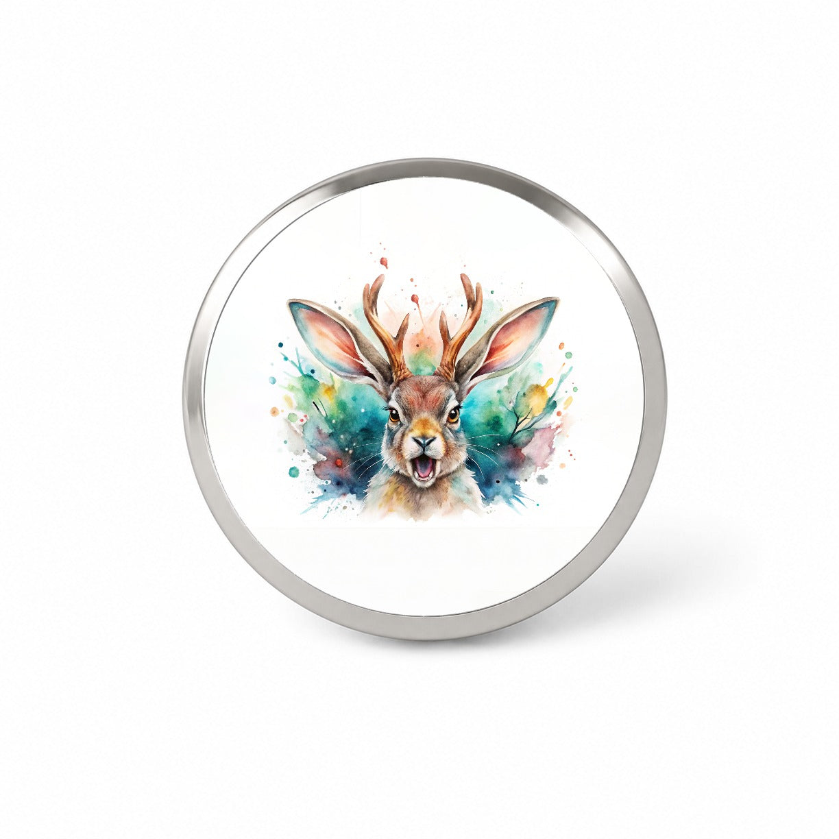 Angry Jackalope Watercolor Novelty Hat Backpack Lapel Pin
