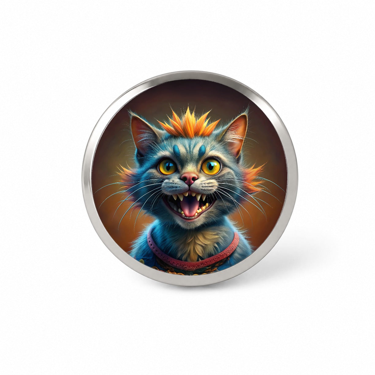 Funny Funky Crazy Cat Novelty Hat Backpack Lapel Pin