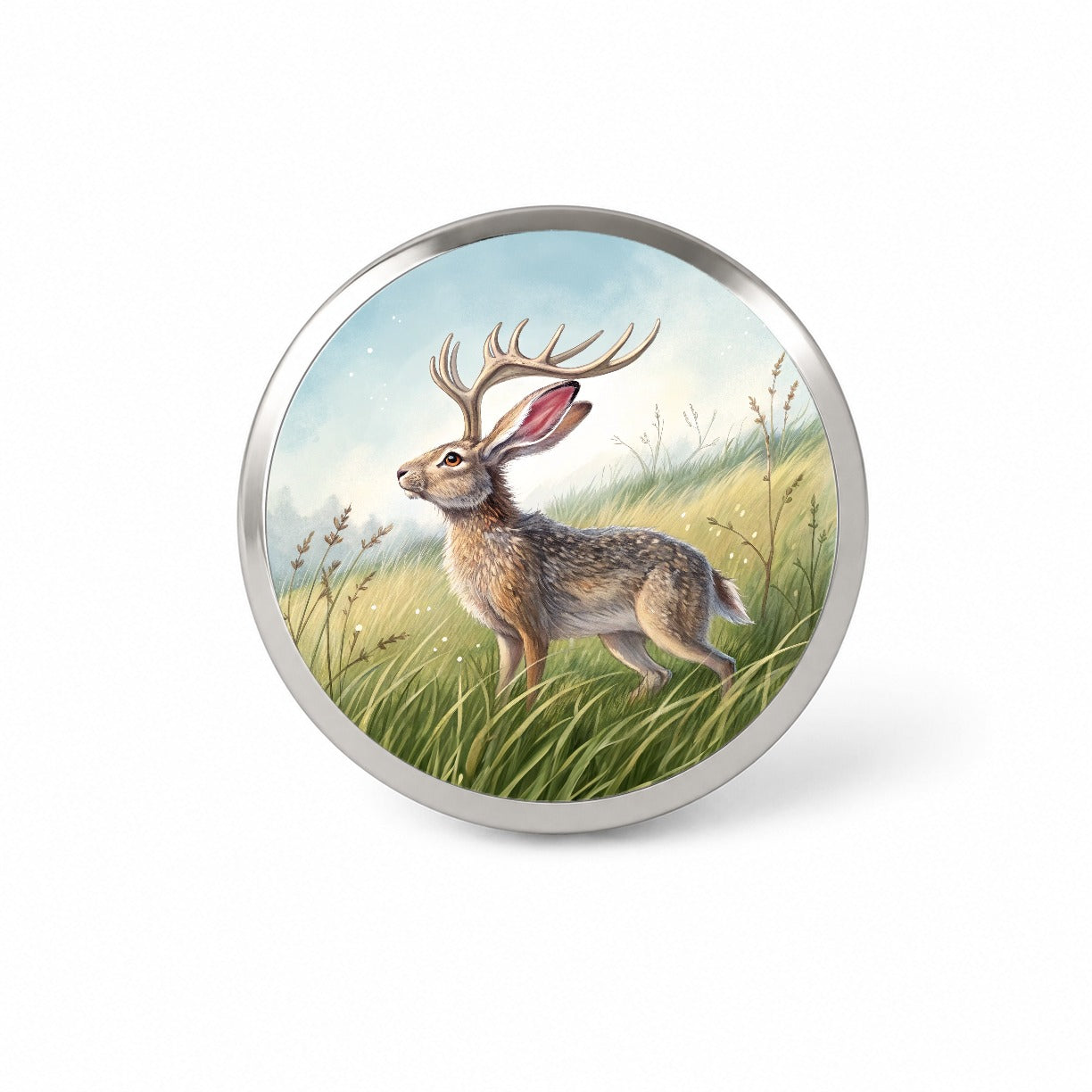 Jackalope Illustration Novelty Hat Backpack Lapel Pin
