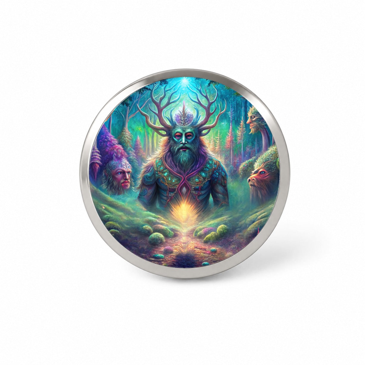 Psychedelic Forest Spirits Vibrant Colors Novelty Hat Backpack Lapel Pin