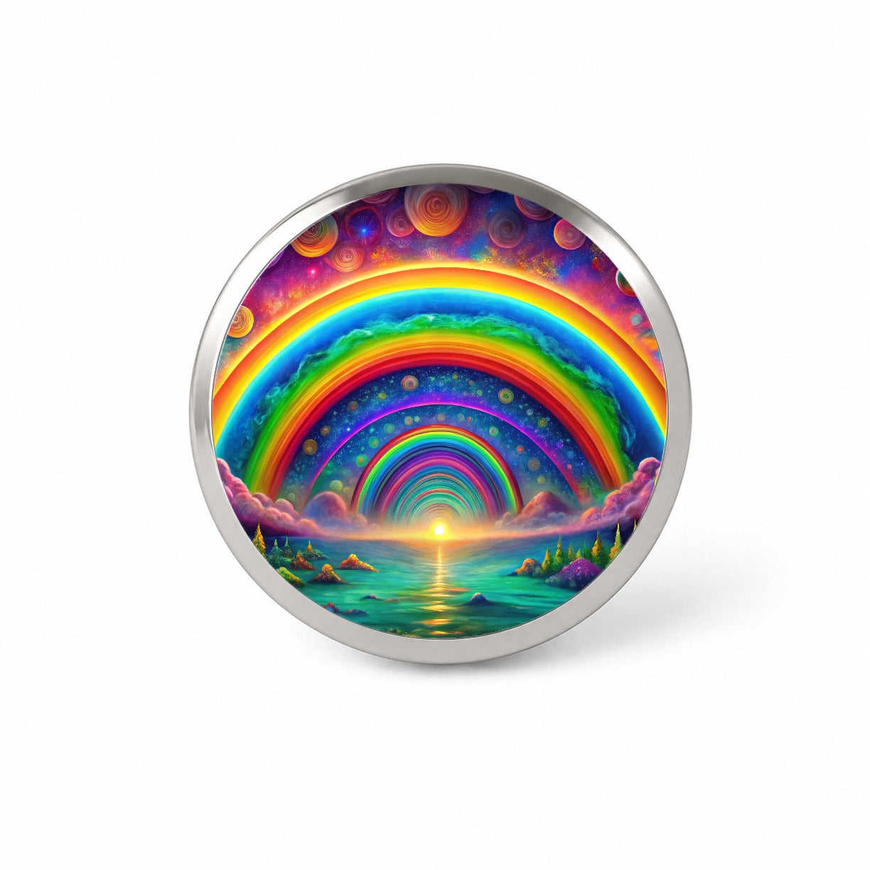 Psychedelic Lots of Rainbows Colors Novelty Hat Backpack Lapel Pin