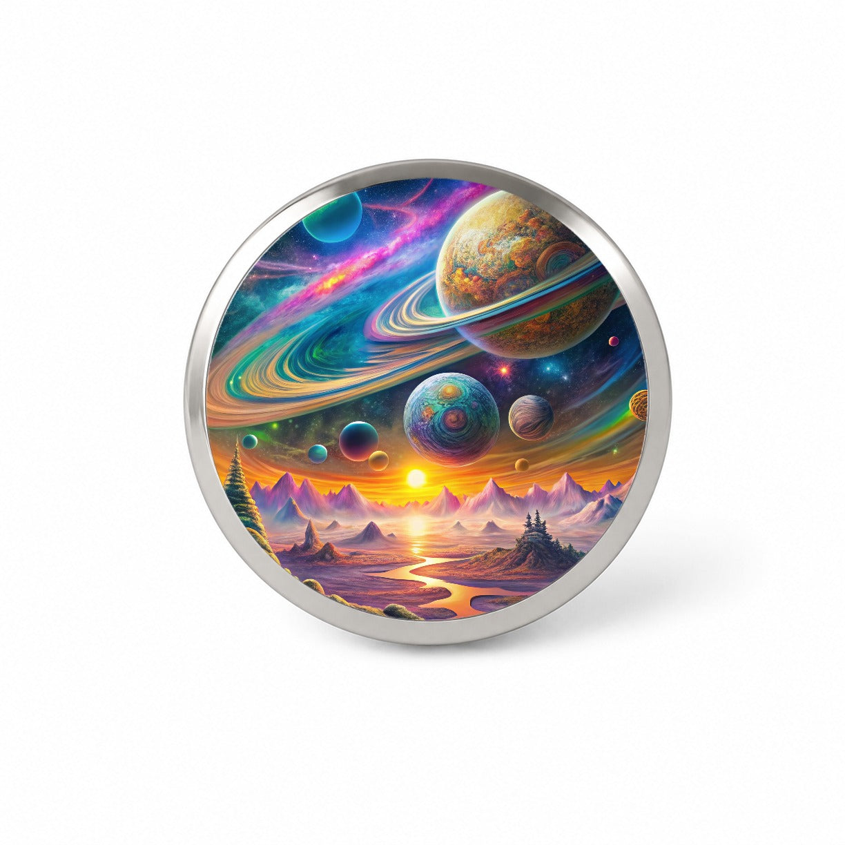 Psychedelic Solar System Space Design Novelty Hat Backpack Lapel Pin