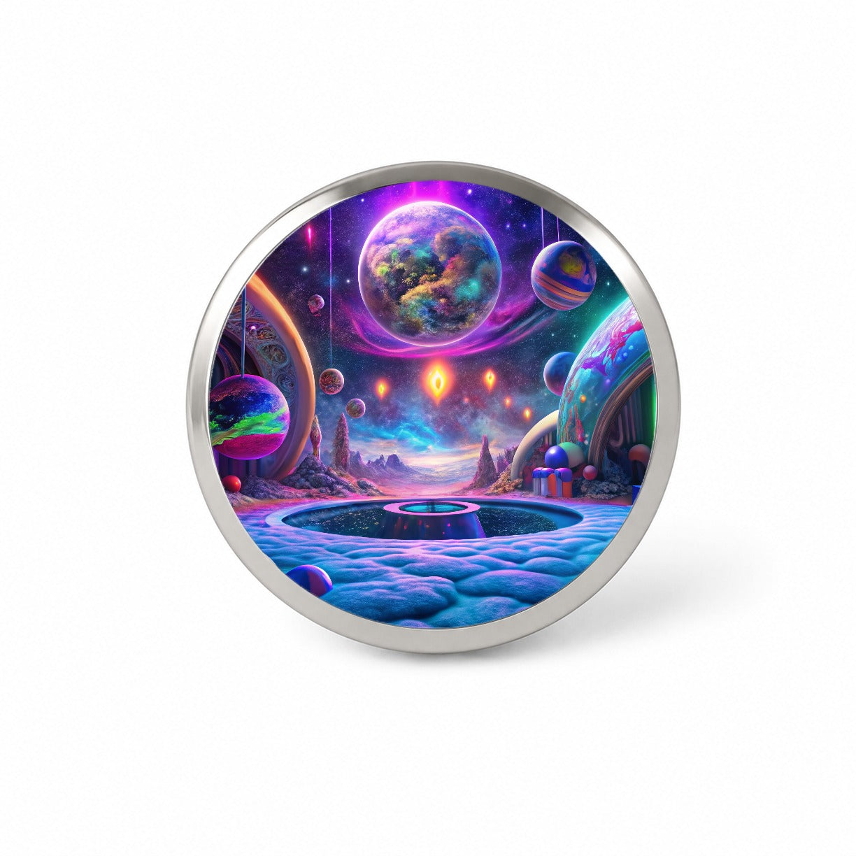 Psychedelic Space Planets Design Novelty Hat Backpack Lapel Pin