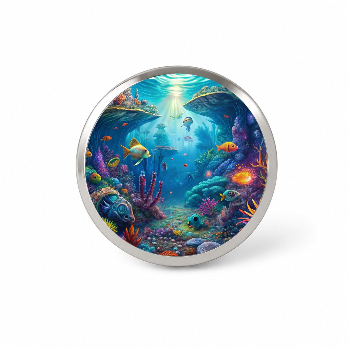 Psychedelic Underwater Ocean Scene Novelty Hat Backpack Lapel Pin