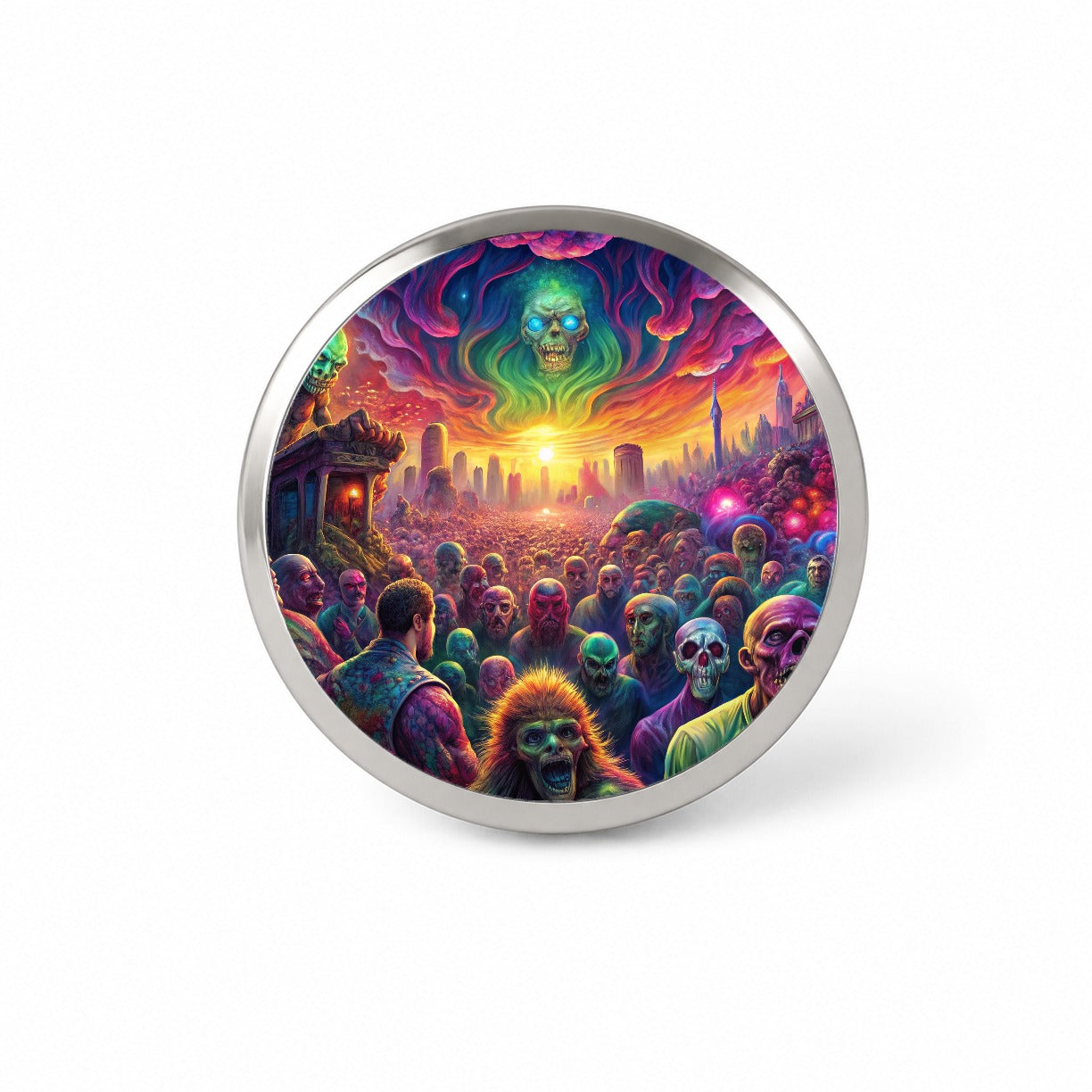 Psychedelic Zombie Outbreak Novelty Hat Backpack Lapel Pin