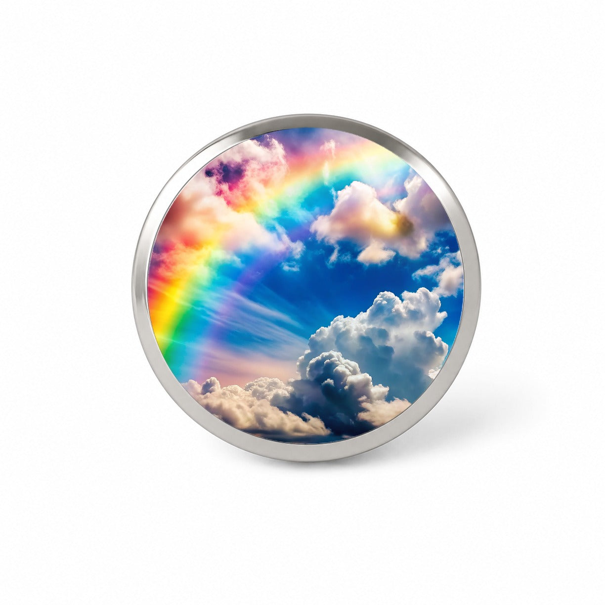 Rainbow in Cloudy Sky Novelty Hat Backpack Lapel Pin