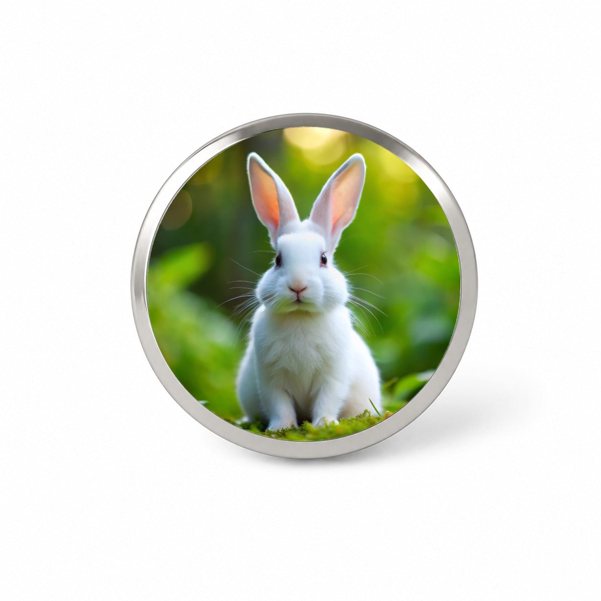 White Bunny Rabbit Novelty Hat Backpack Lapel Pin