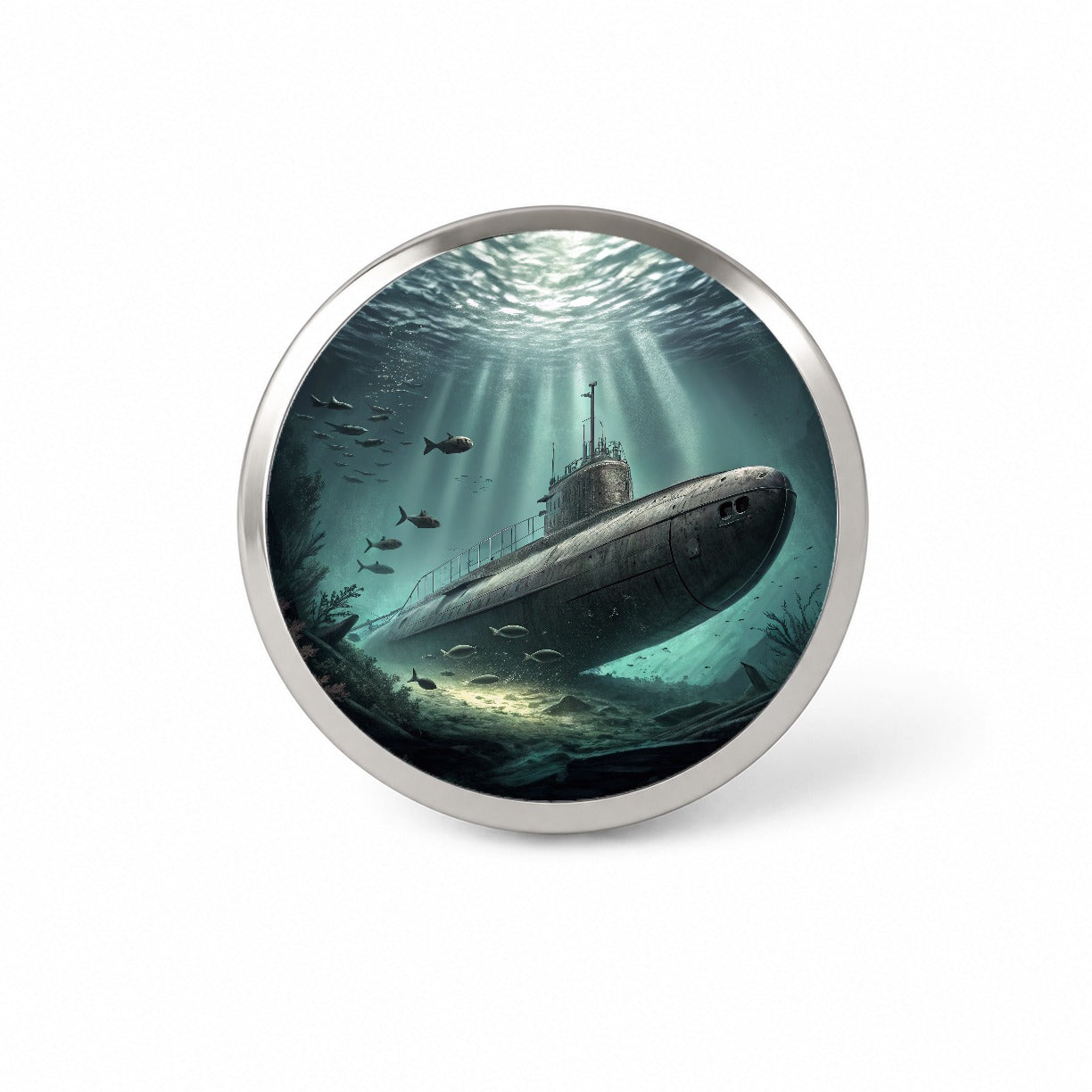 WWII Submarine Submerged Underwater Novelty Hat Backpack Lapel Pin