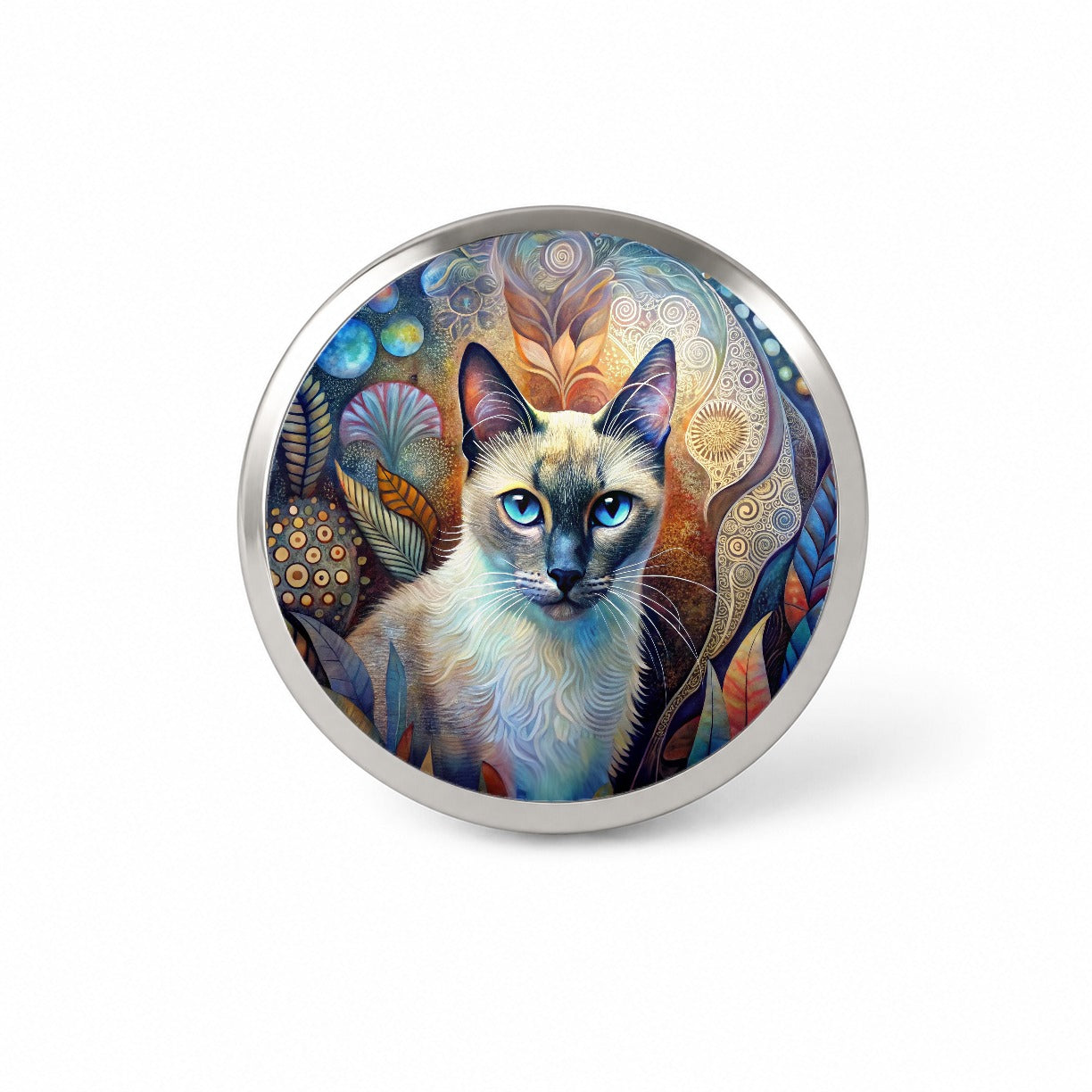 Balinese Cat Abstract Art Novelty Hat Backpack Lapel Pin