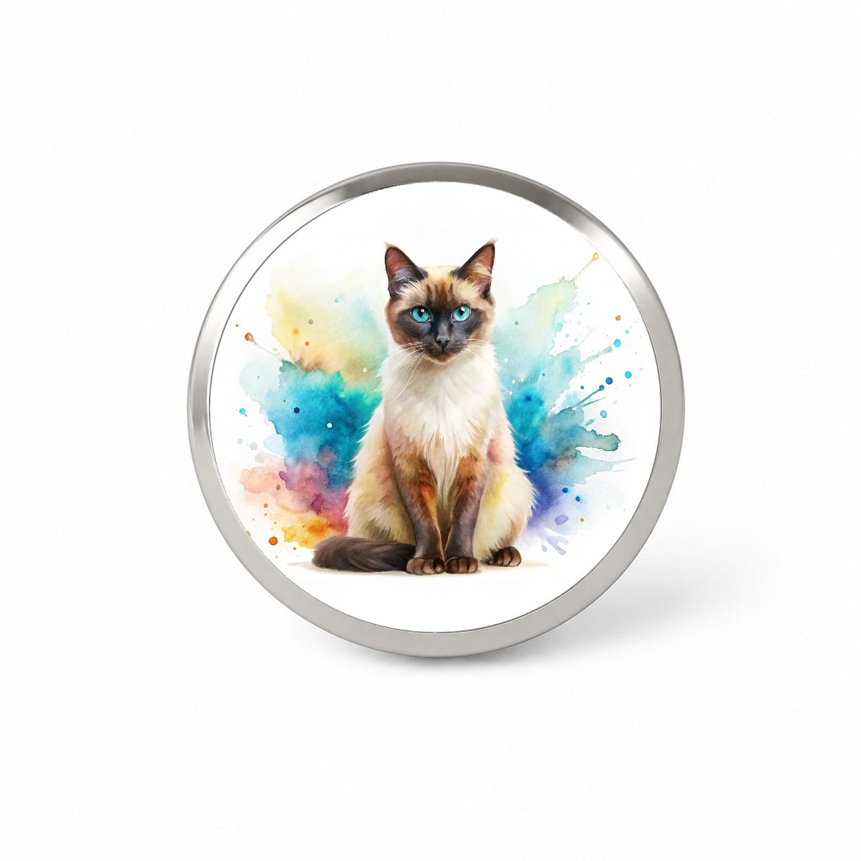 Balinese Cat Watercolor Style Novelty Hat Backpack Lapel Pin