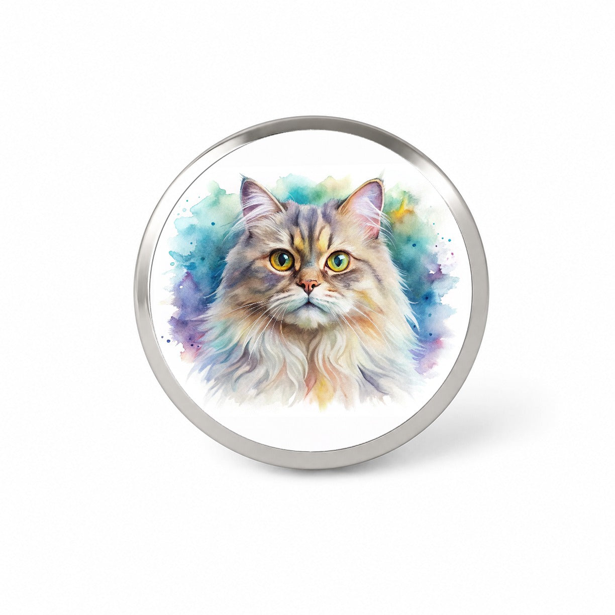 British Longhair Cat Watercolor Style Novelty Hat Backpack Lapel Pin
