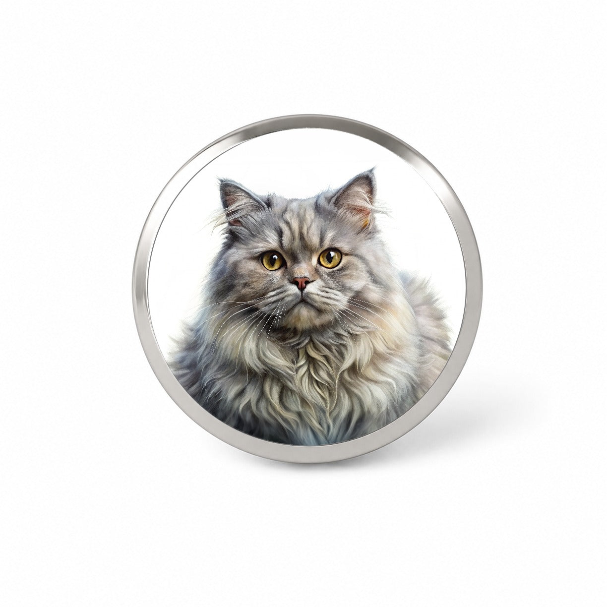 British Longhair Gray Cat Illustration Novelty Hat Backpack Lapel Pin