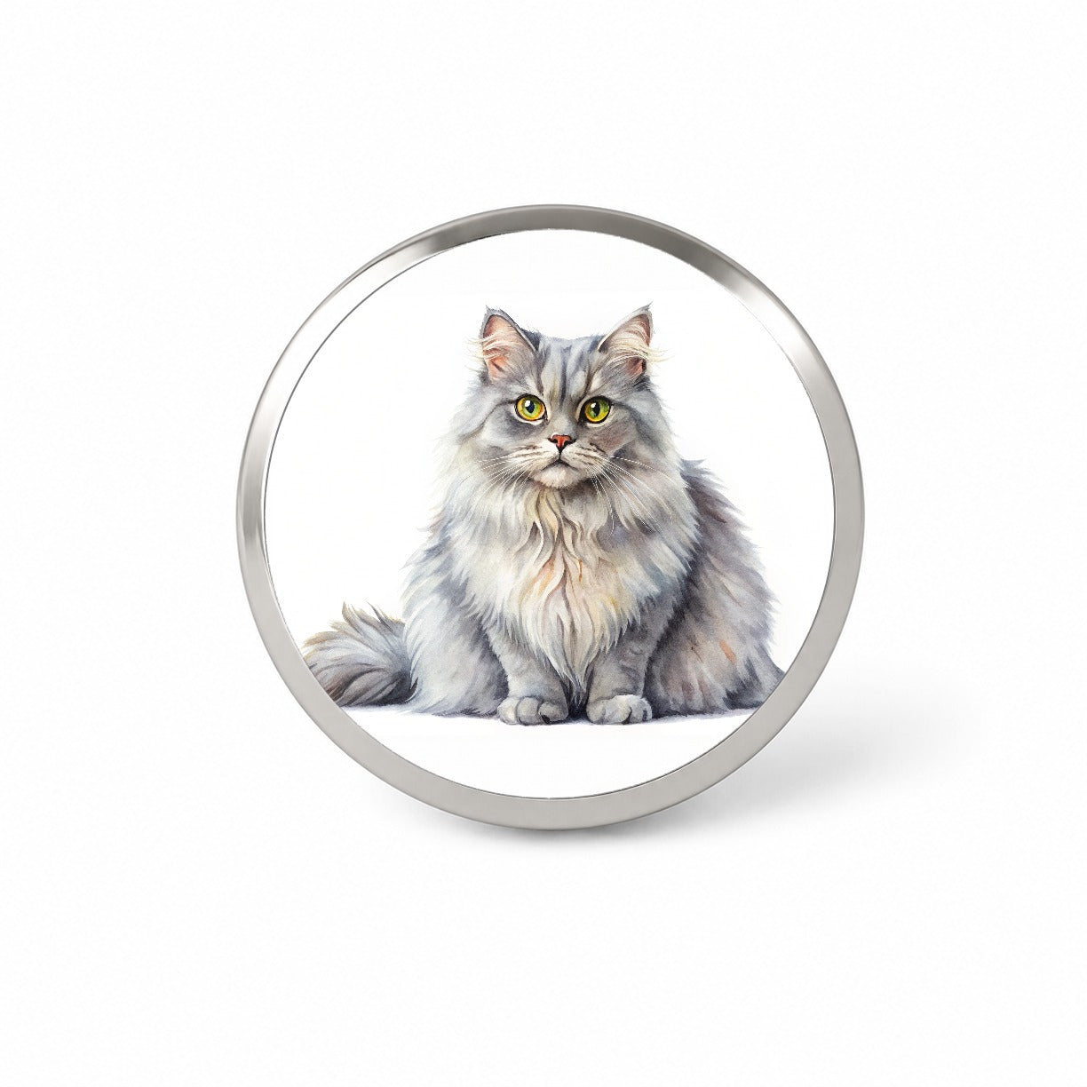 British Longhair Gray Cat Watercolor Style Novelty Hat Backpack Lapel Pin