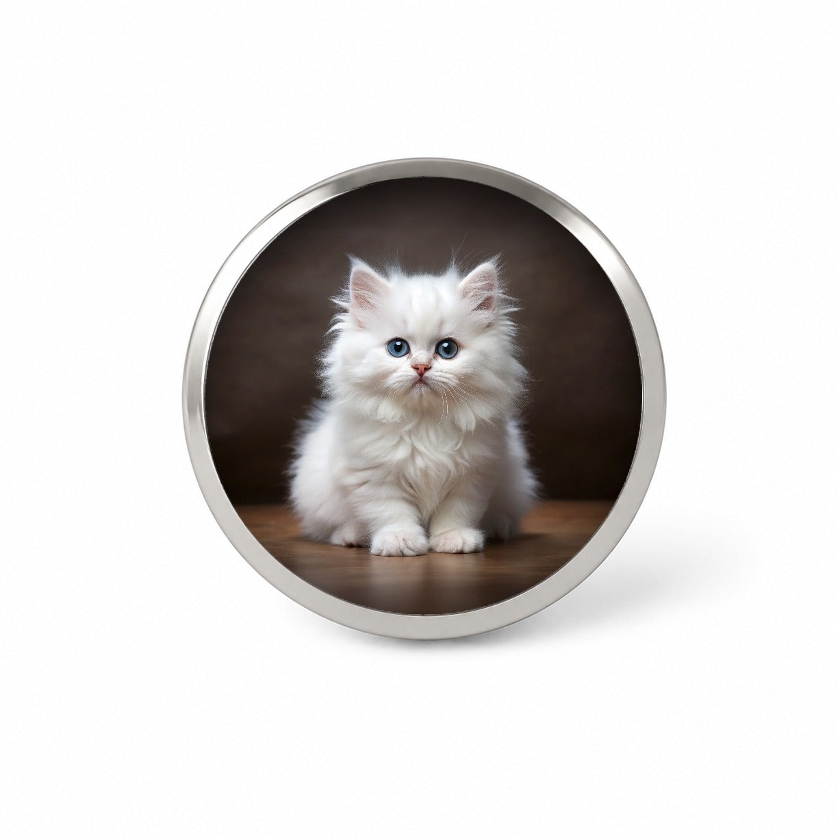 British Longhair White Cat Kitten Photo Novelty Hat Backpack Lapel Pin