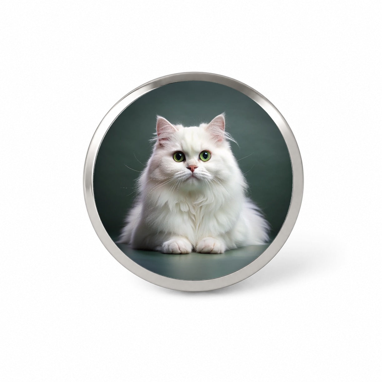 British Longhair White Cat Photo Novelty Hat Backpack Lapel Pin