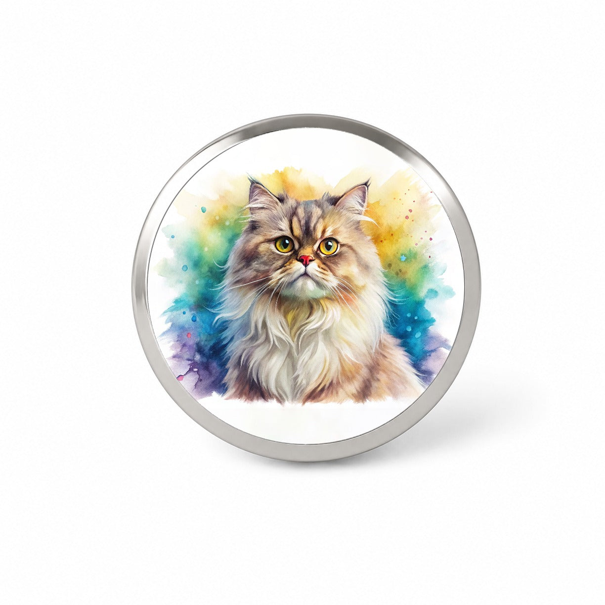 Classic Persian Cat Watercolor Style Novelty Hat Backpack Lapel Pin