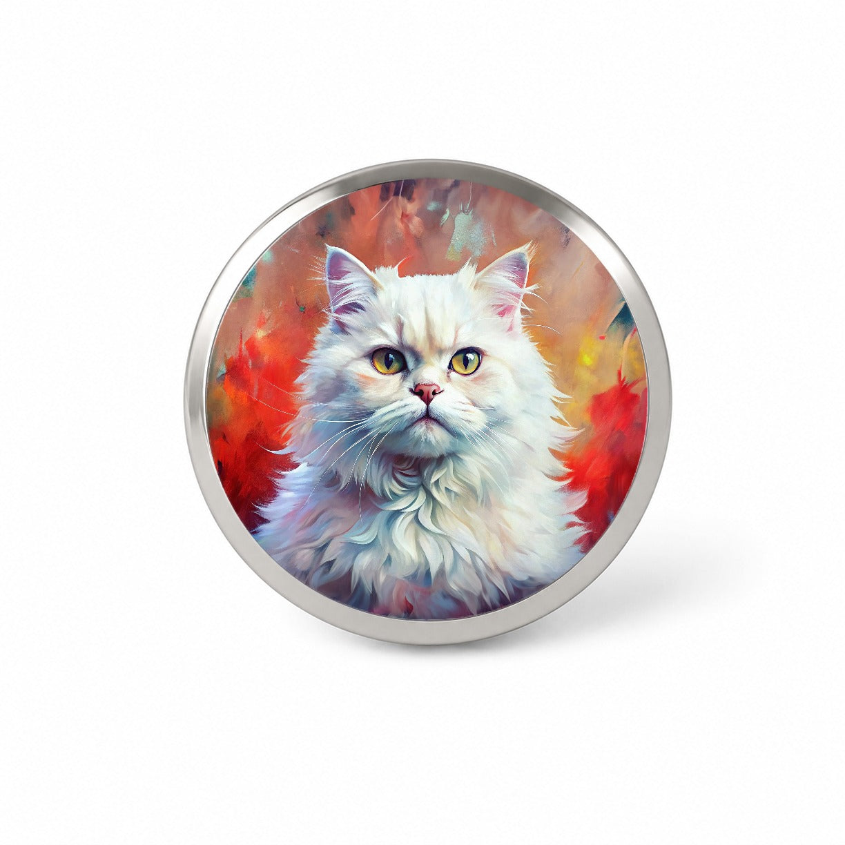 Classic Persian White Cat Abstract Art Novelty Hat Backpack Lapel Pin