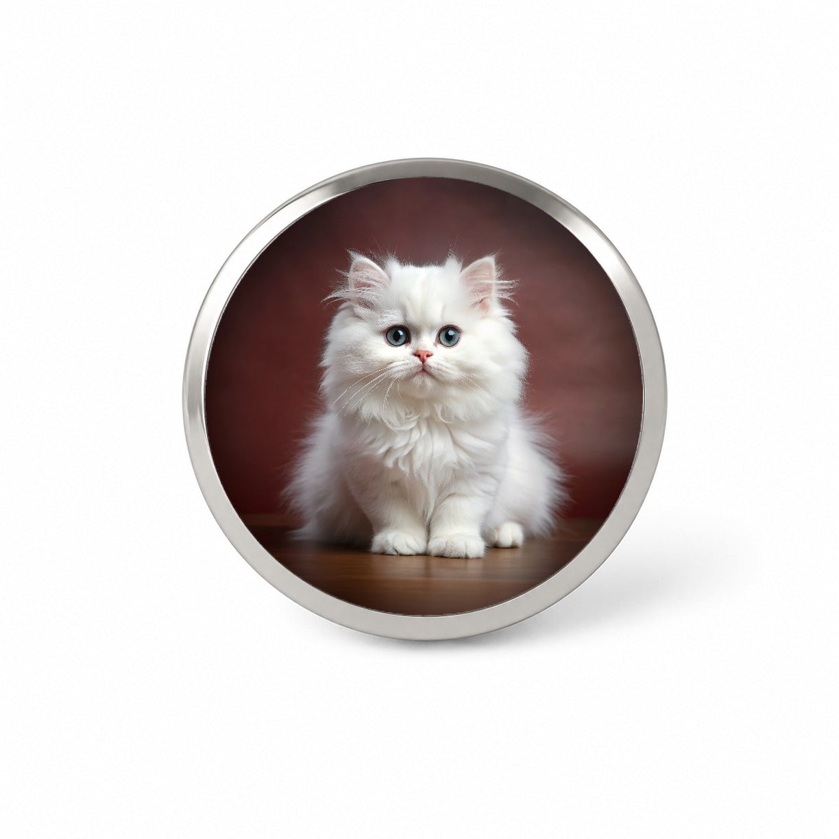 Classic Persian White Cat Kitten Photo Novelty Hat Backpack Lapel Pin