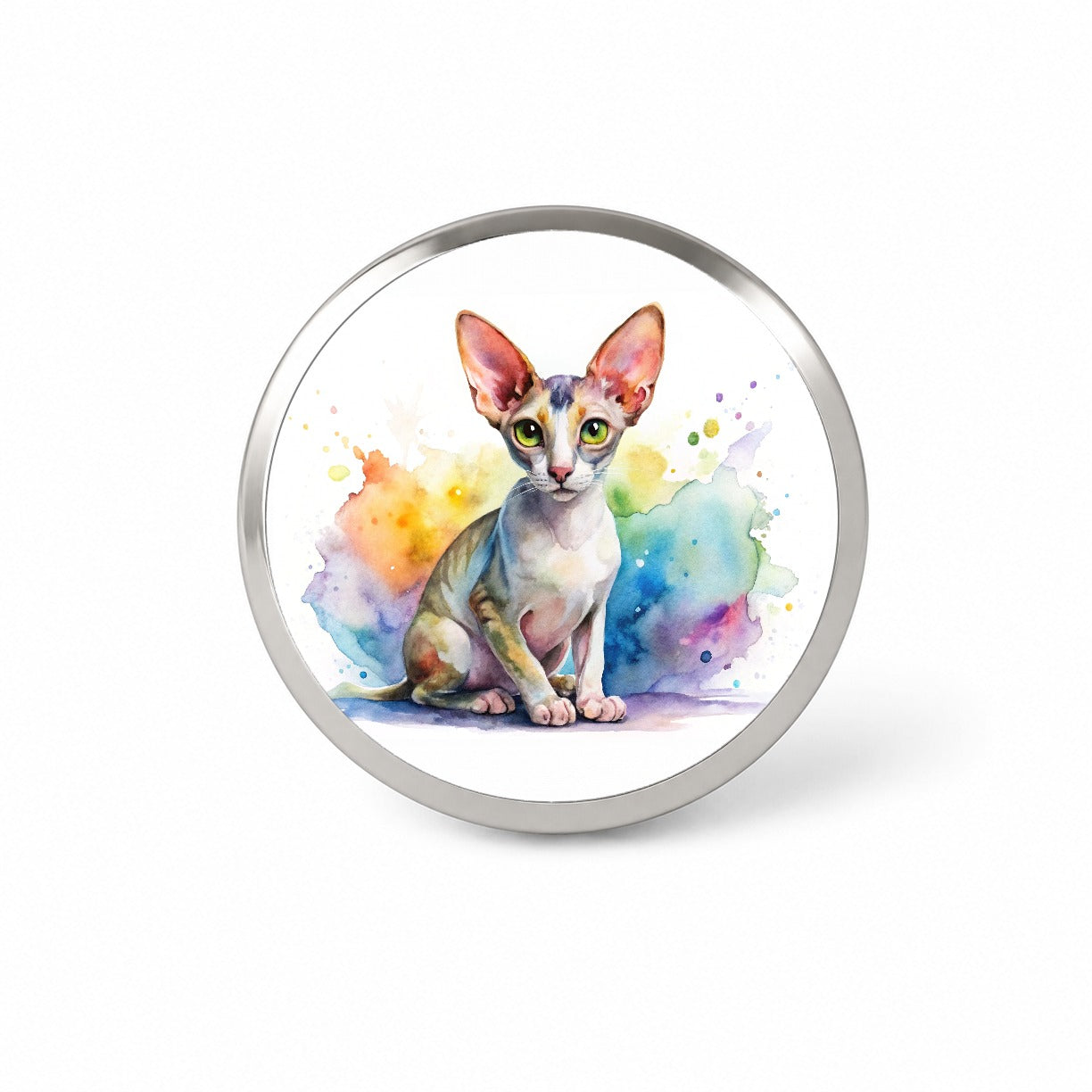 Cornish Rex Cat Watercolor Style Novelty Hat Backpack Lapel Pin