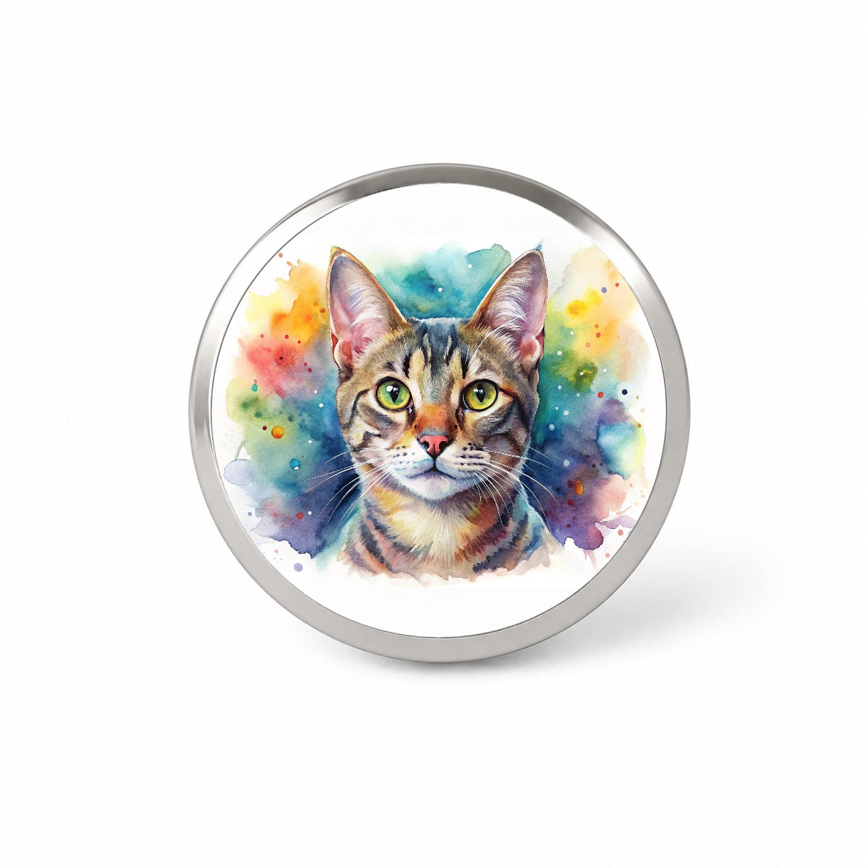 European Shorthair Cat Watercolor Style Novelty Hat Backpack Lapel Pin