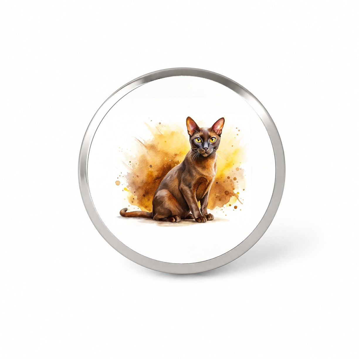 Havana Brown Cat Watercolor Style Novelty Hat Backpack Lapel Pin