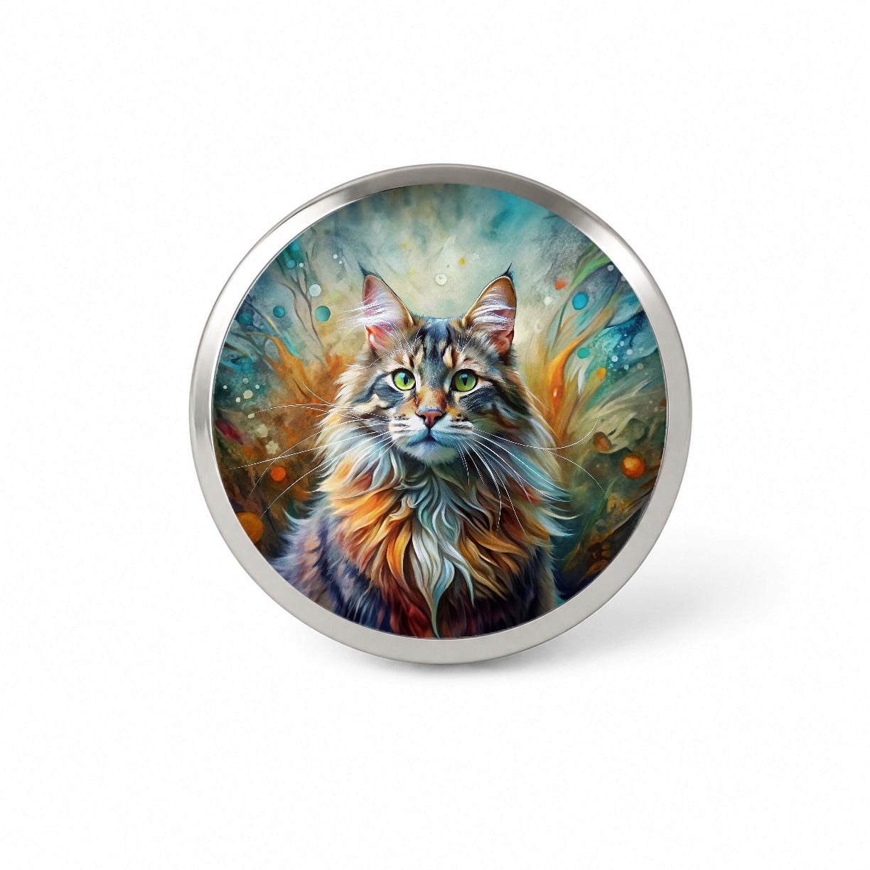 Maine Coon Cat Abstract Art Novelty Hat Backpack Lapel Pin