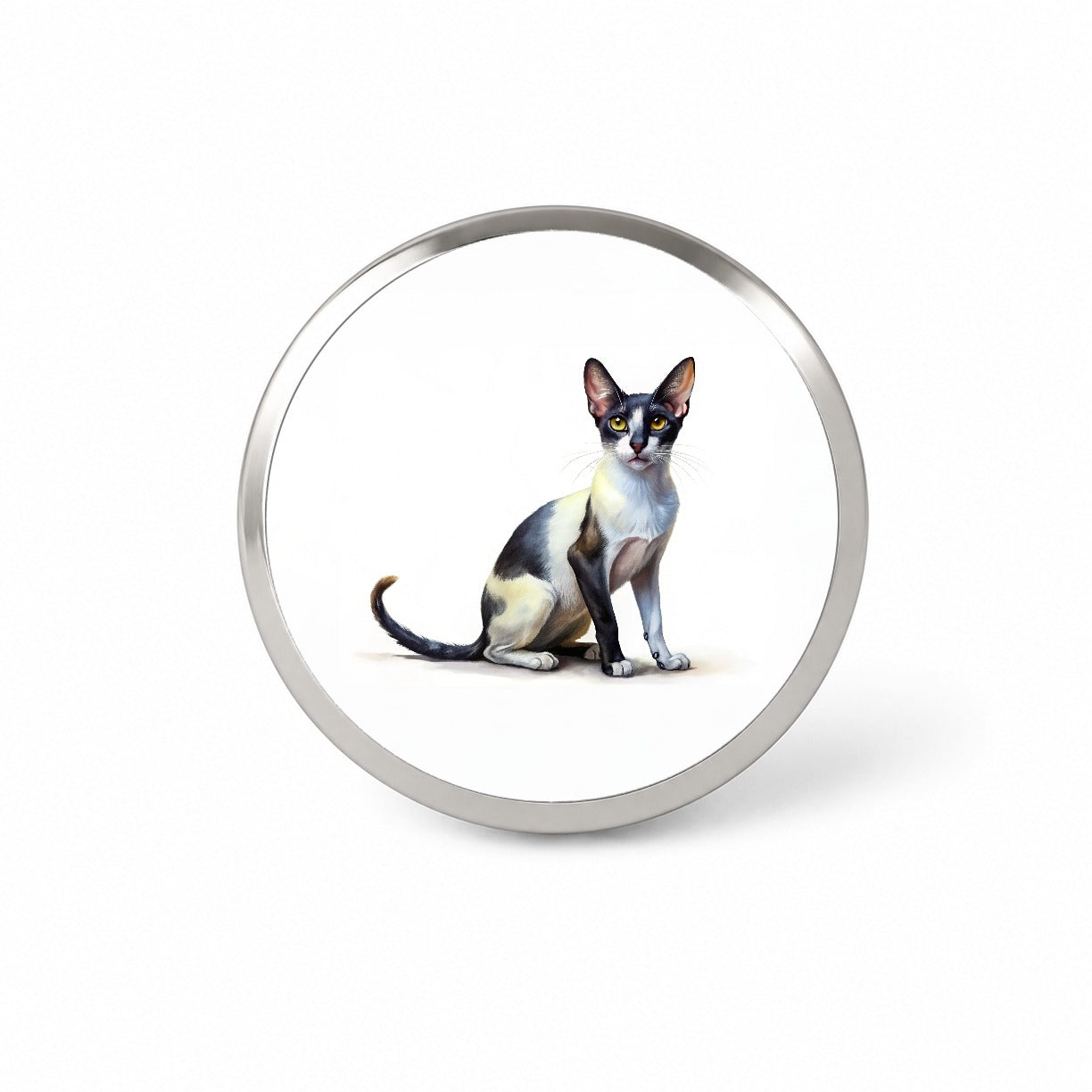 Oriental Shorthair Black White Cat Illustration Novelty Hat Backpack Lapel Pin