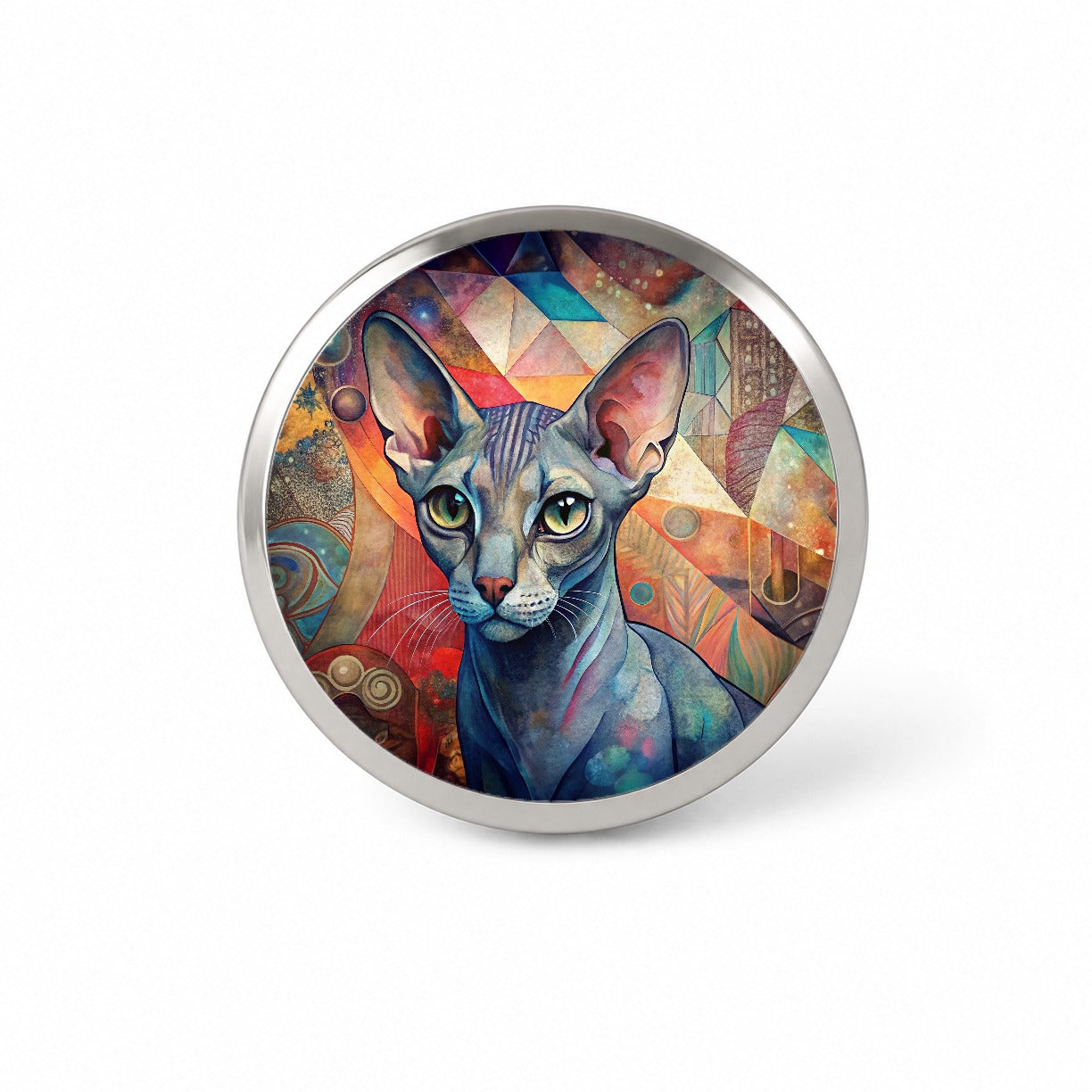 Oriental Shorthair Cat Abstract Art Novelty Hat Backpack Lapel Pin